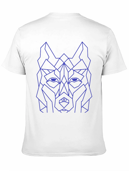 Geometric Wolf Graphic Tee - Black