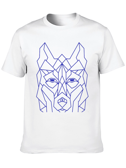 Geometric Wolf Graphic Tee - Black