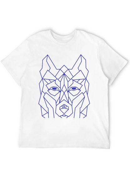 Geometric Wolf Graphic Tee - Black
