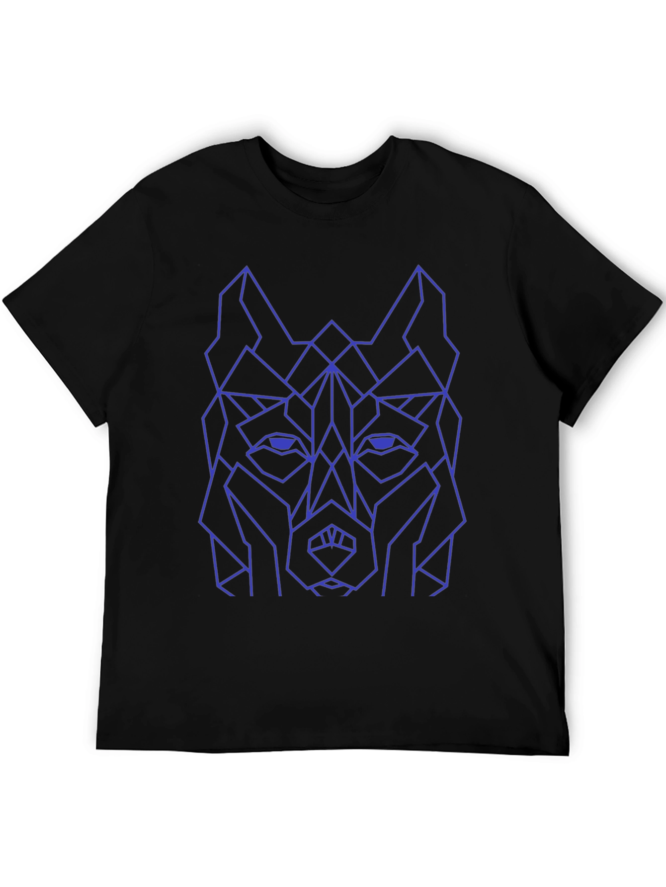 Geometric Wolf Graphic Tee - Black