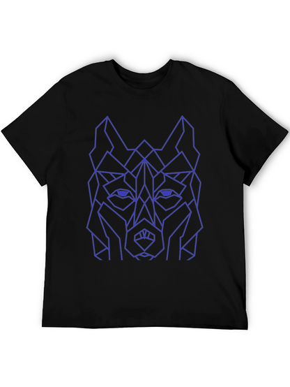Geometric Wolf Graphic Tee - Black