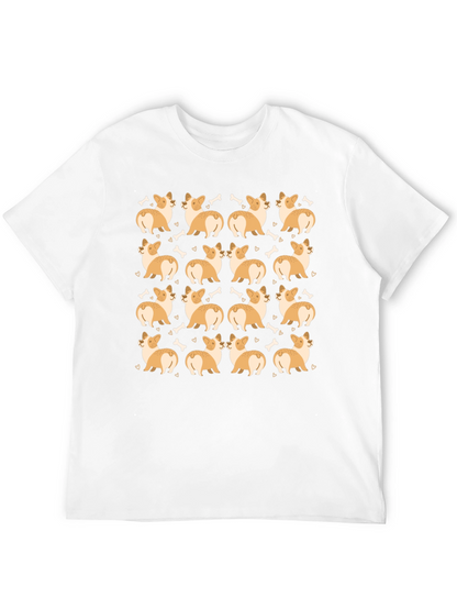 Corgi Dog Pattern Black T-Shirt