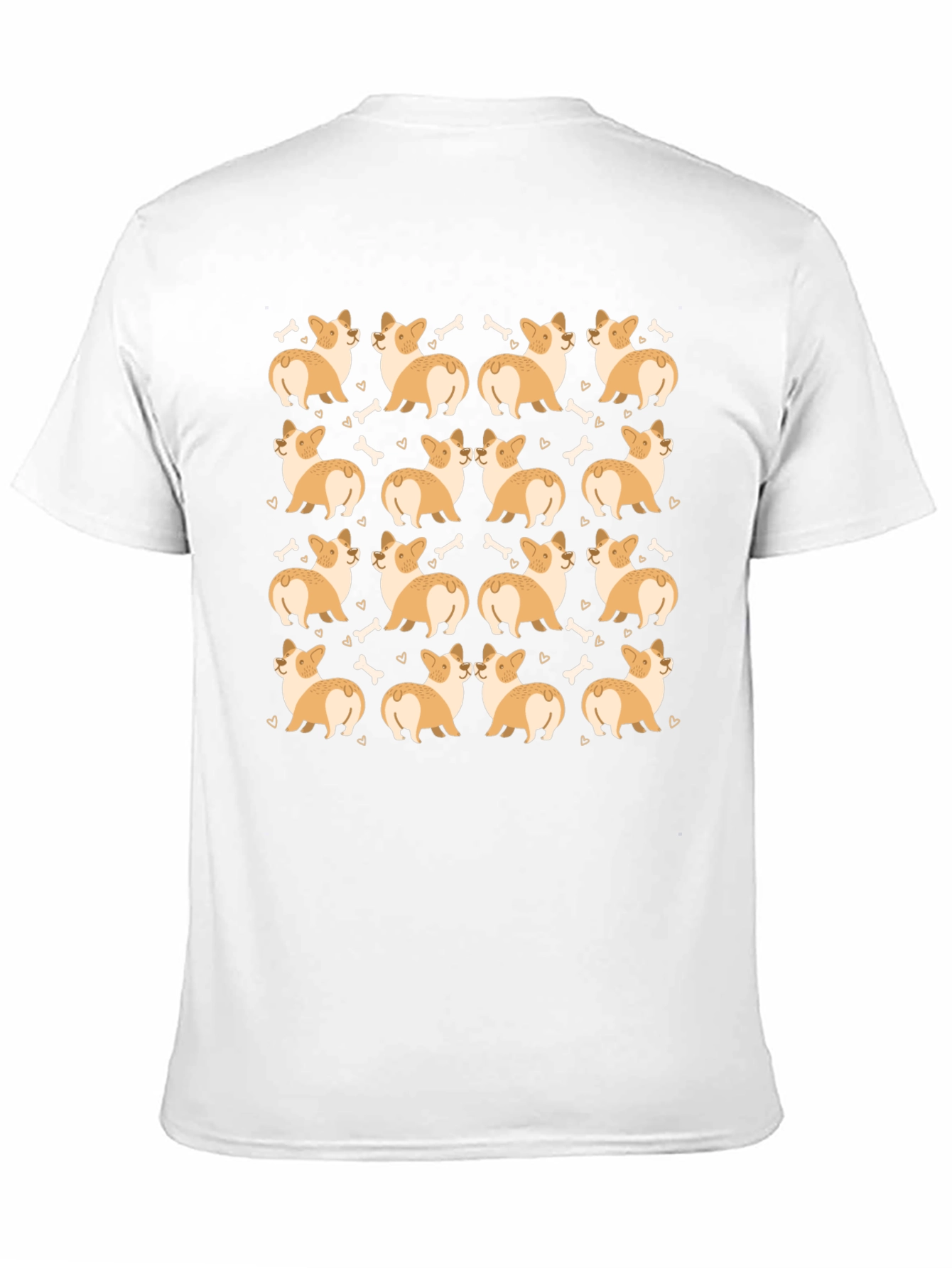 Corgi Dog Pattern Black T-Shirt