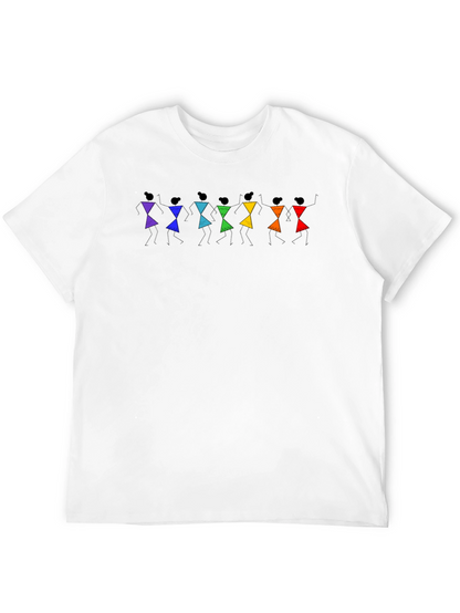 Warli Art Mens Black Cotton T-Shirt