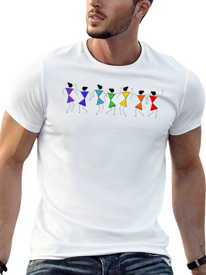 Warli Art Mens Black Cotton T-Shirt