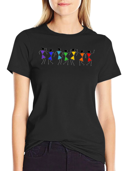 Warli Art Mens Black Cotton T-Shirt
