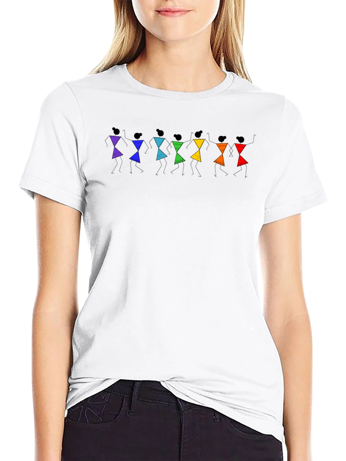 Warli Art Mens Black Cotton T-Shirt