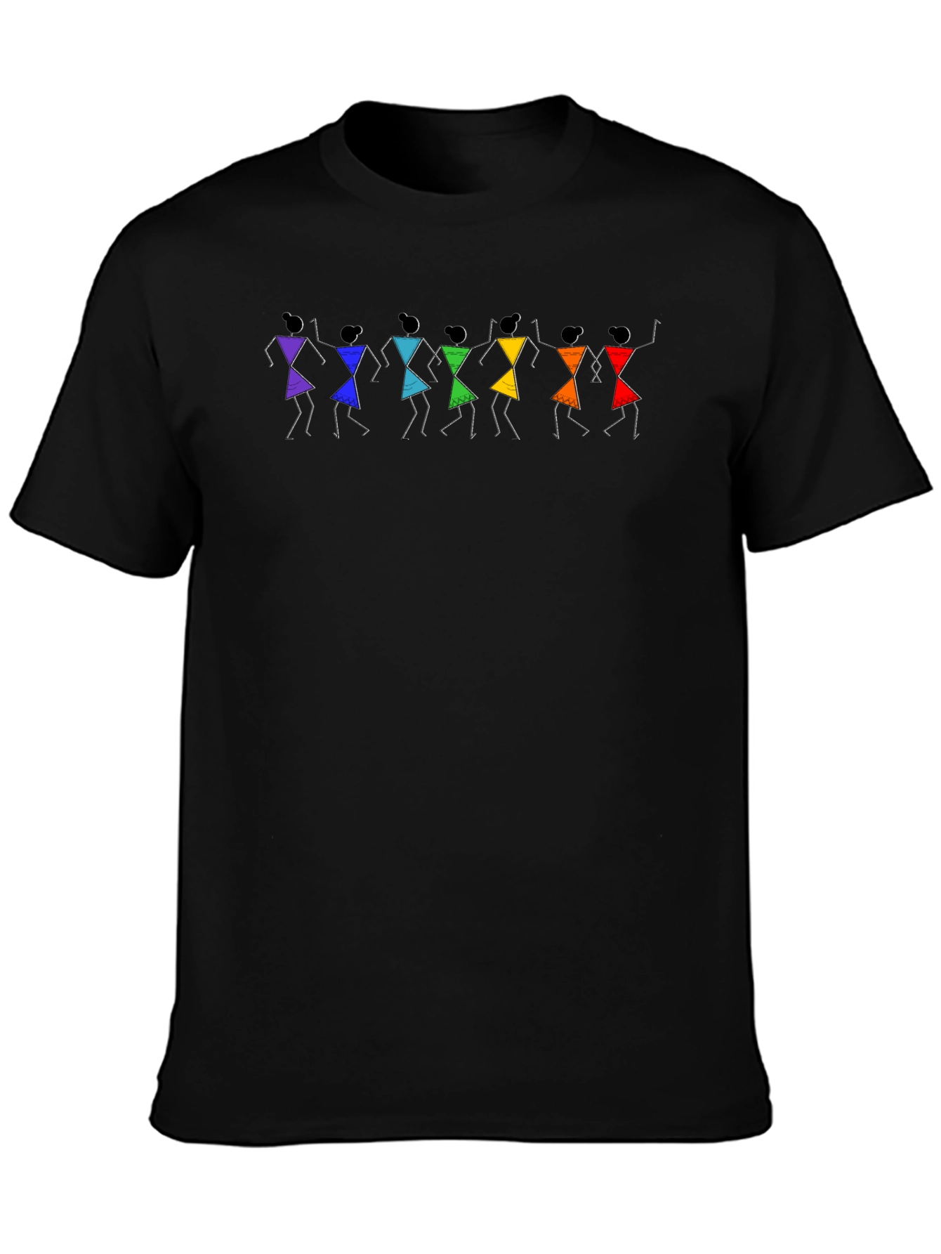 Warli Art Mens Black Cotton T-Shirt