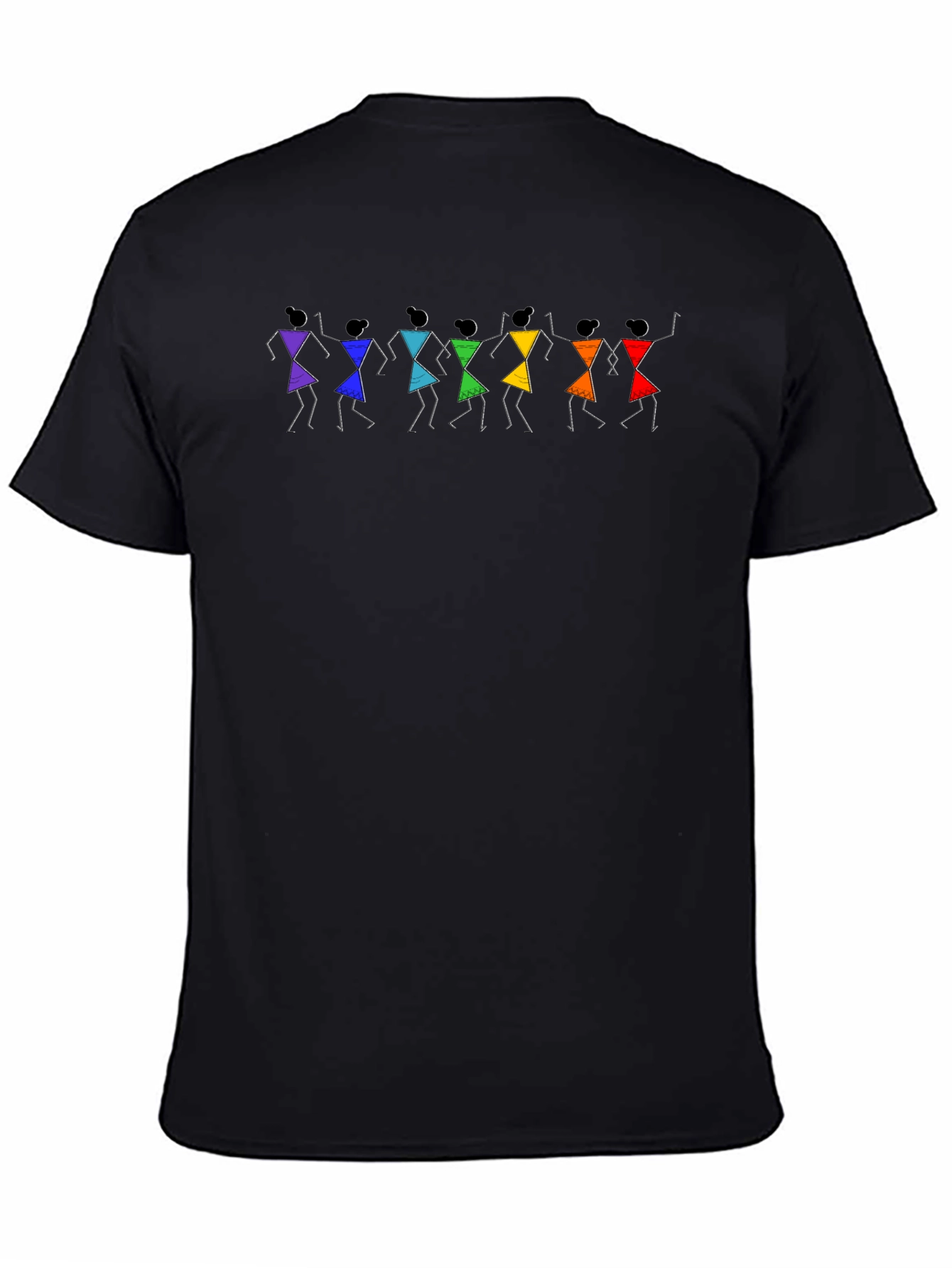 Warli Art Mens Black Cotton T-Shirt