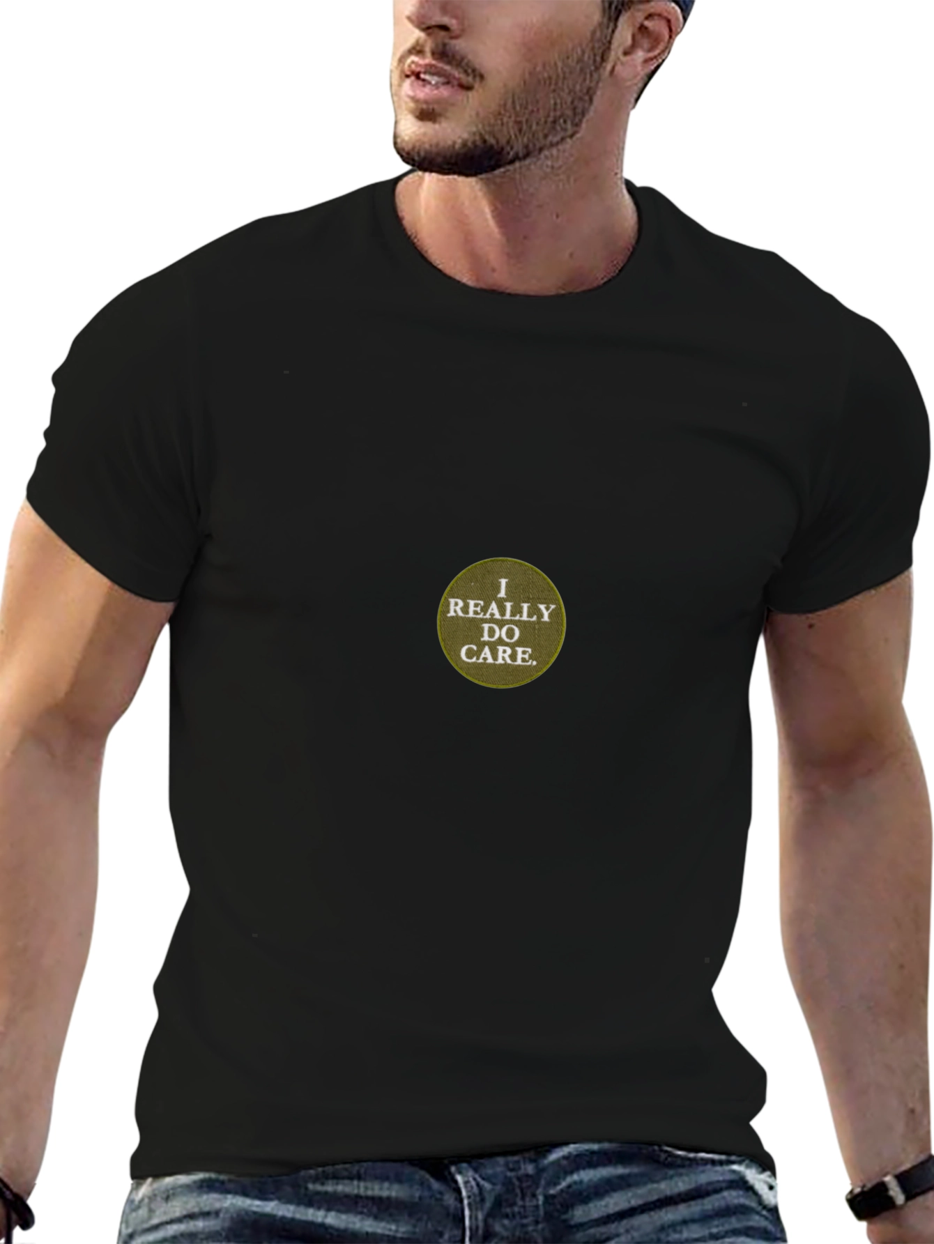 I Really Do Care T-Shirt - Black Crew Neck