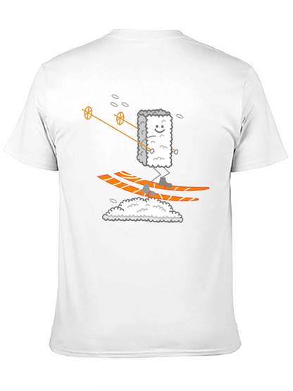 Sushi Skier Graphic Tee - Black Cotton T-Shirt