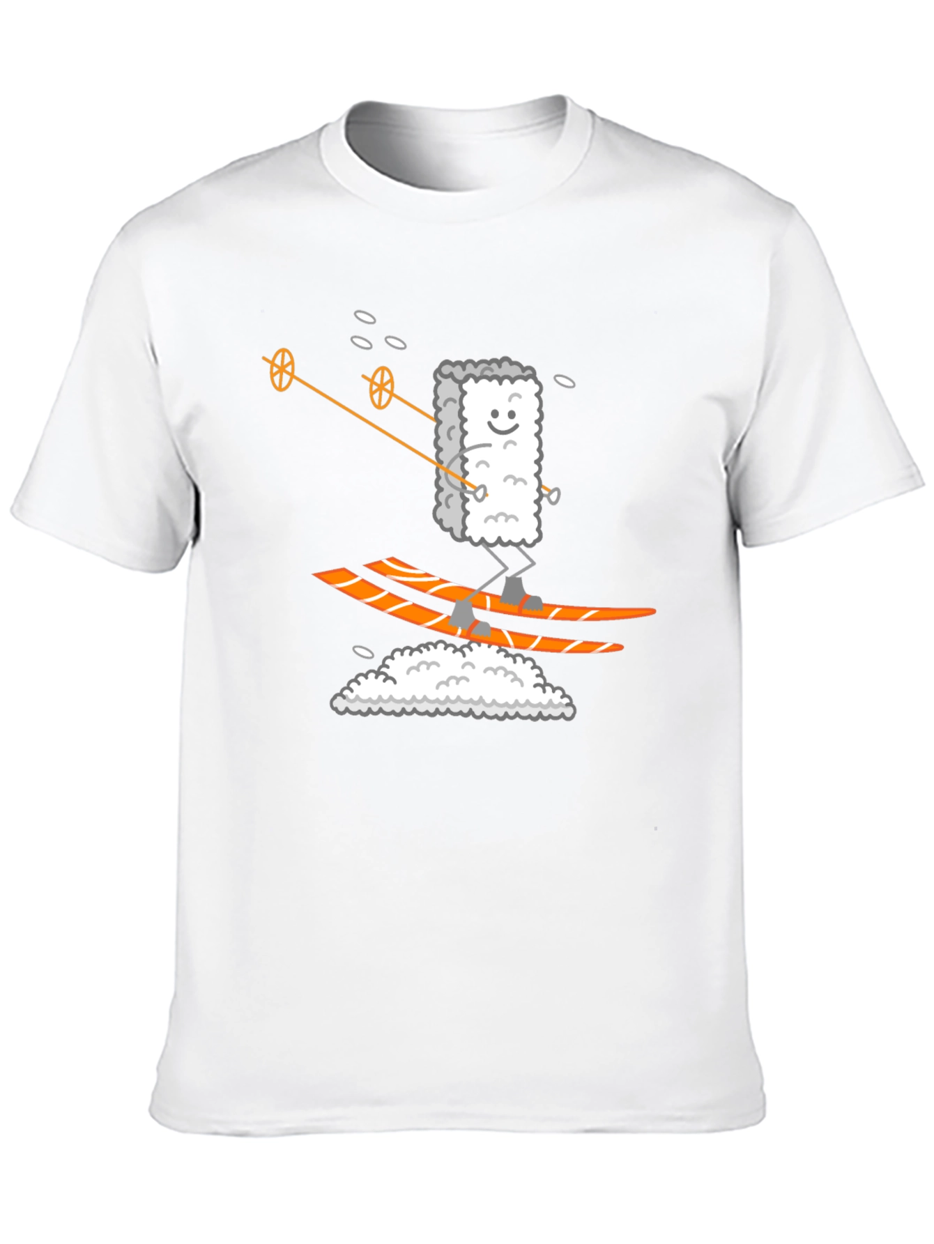 Sushi Skier Graphic Tee - Black Cotton T-Shirt