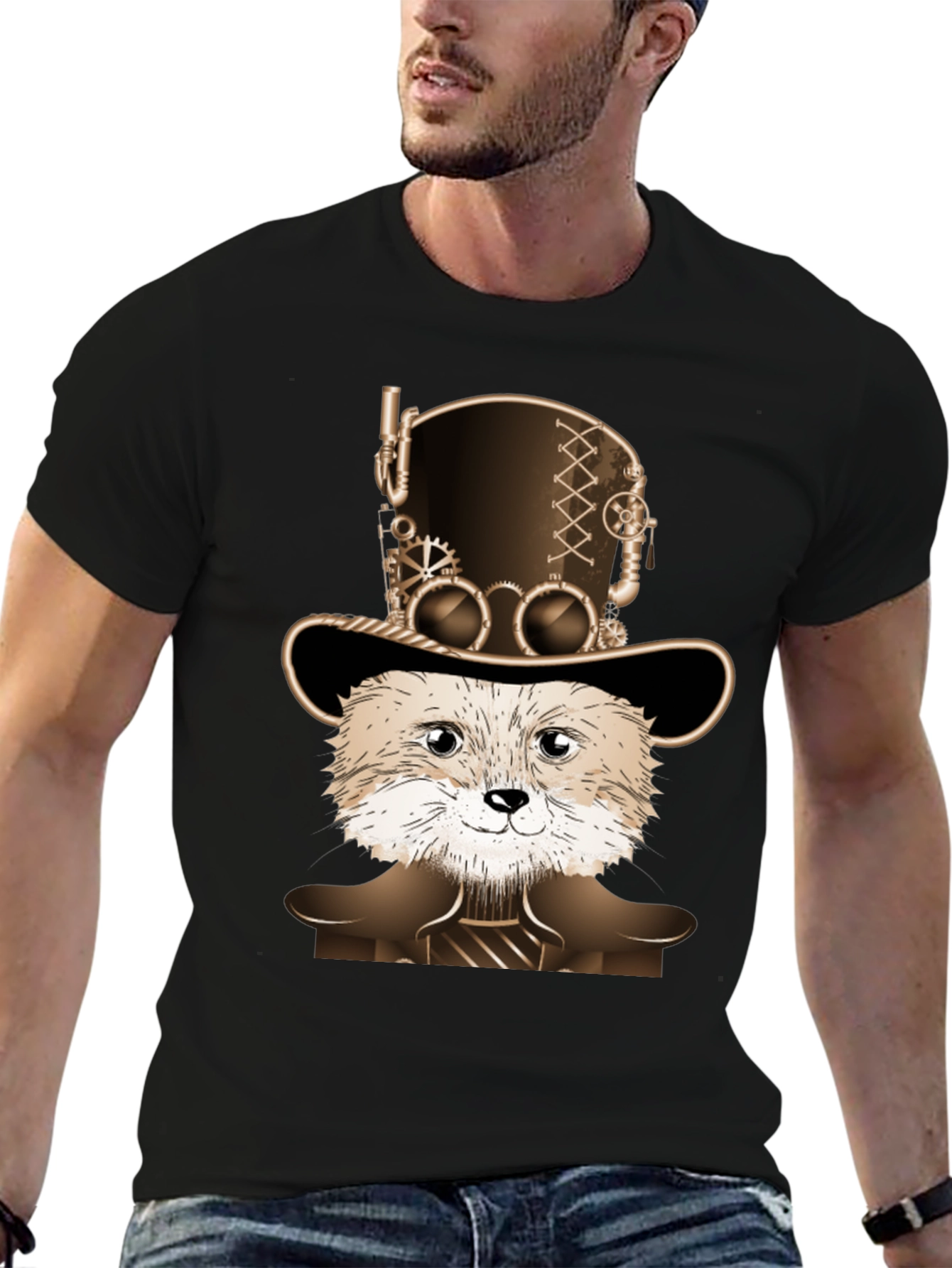 Steampunk Fox Graphic T-Shirt - Unique Animal Design