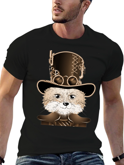 Steampunk Fox Graphic T-Shirt - Unique Animal Design
