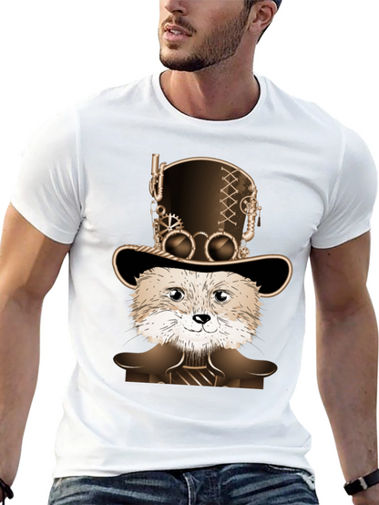 Steampunk Fox Graphic T-Shirt - Unique Animal Design