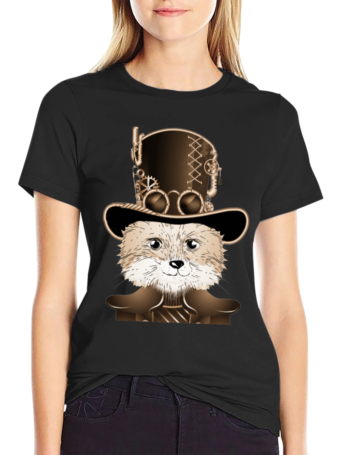 Steampunk Fox Graphic T-Shirt - Unique Animal Design