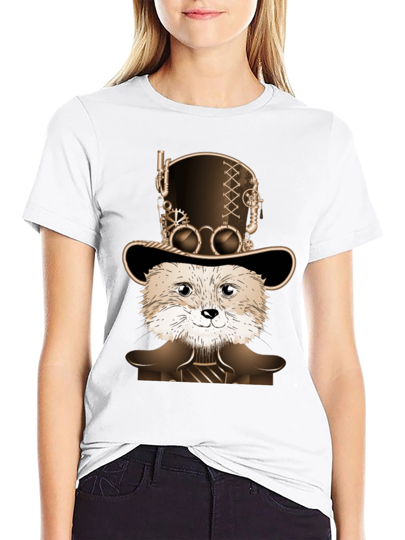 Steampunk Fox Graphic T-Shirt - Unique Animal Design