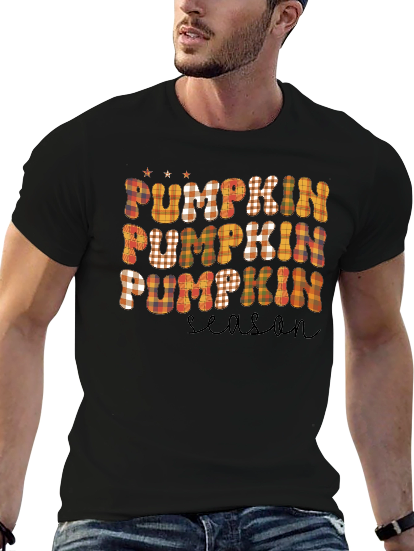 Pumpkin Season Plaid T-Shirt - Fall Graphic Tee