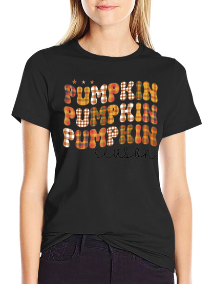Pumpkin Season Plaid T-Shirt - Fall Graphic Tee