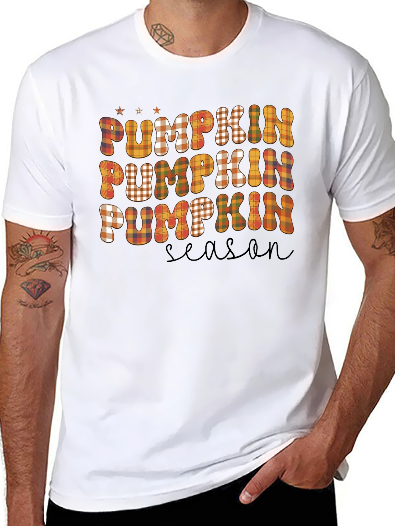 Pumpkin Season Plaid T-Shirt - Fall Graphic Tee