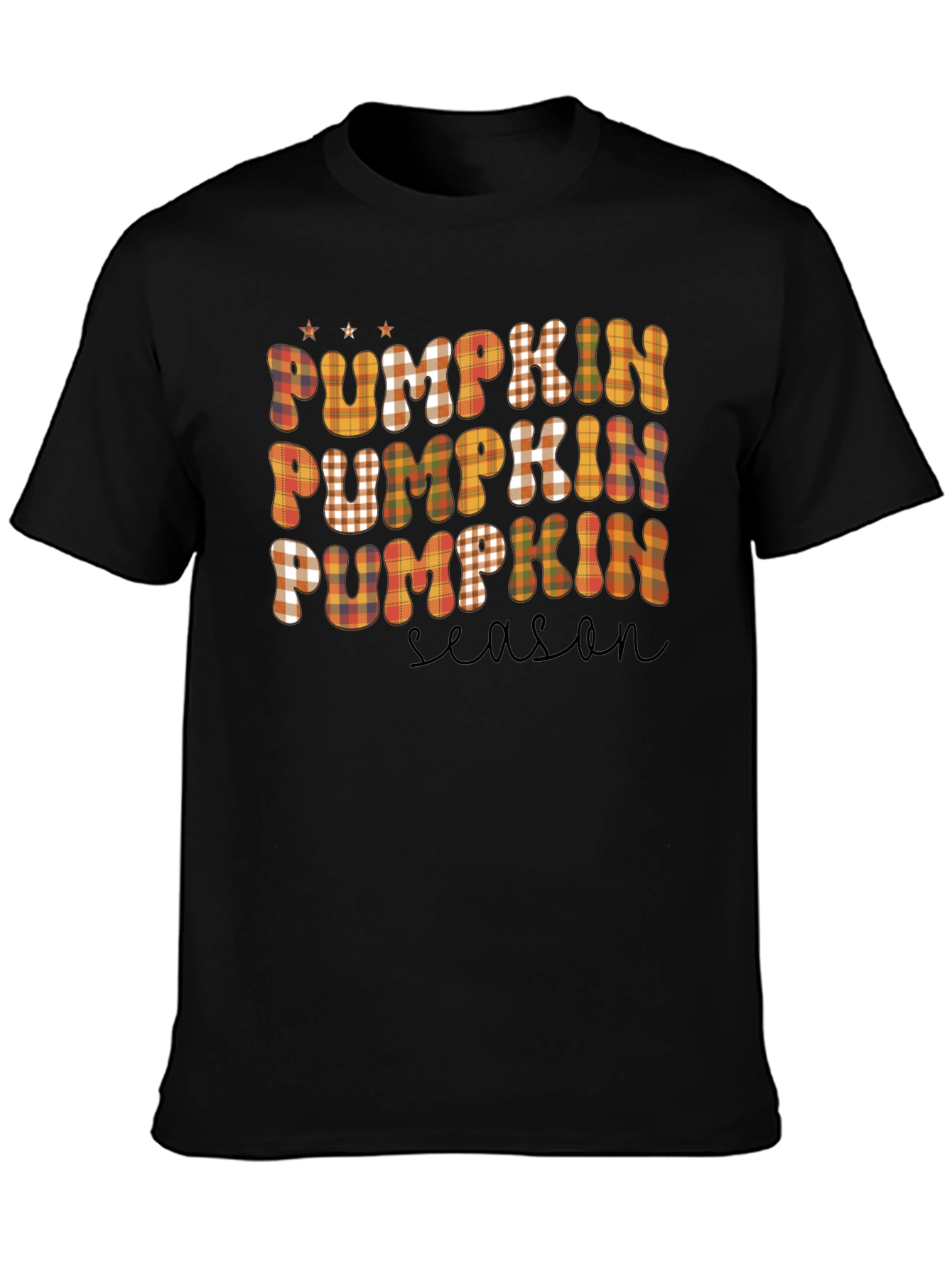 Pumpkin Season Plaid T-Shirt - Fall Graphic Tee