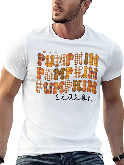 Pumpkin Season Plaid T-Shirt - Fall Graphic Tee