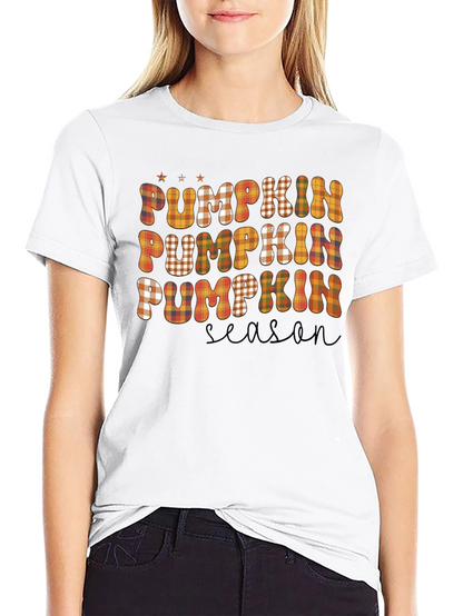 Pumpkin Season Plaid T-Shirt - Fall Graphic Tee