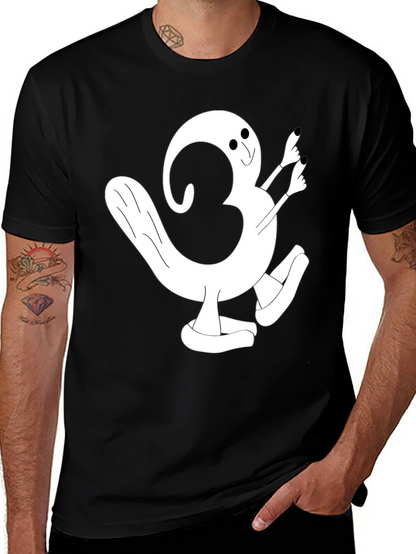 Cartoon Character Graphic Tee - Black