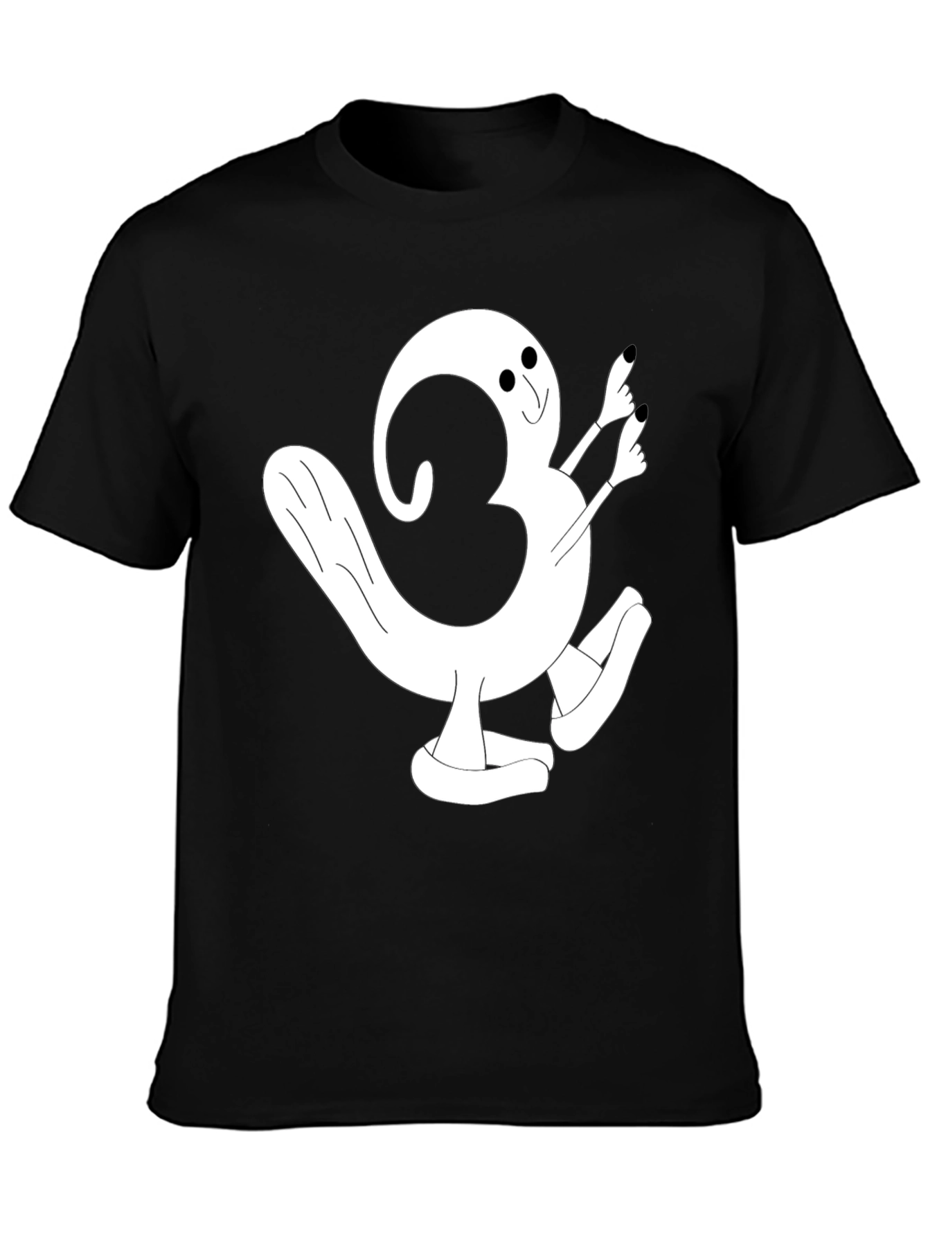 Cartoon Character Graphic Tee - Black