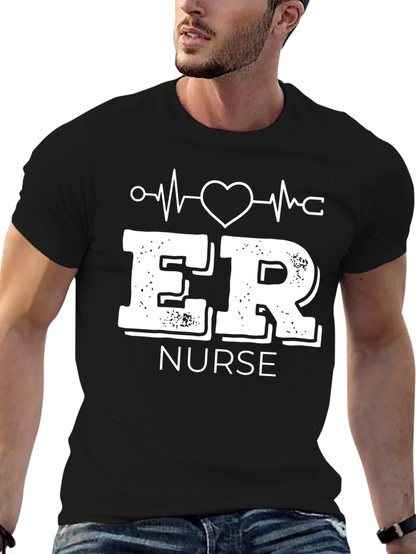 ER Nurse Graphic T-Shirt - Black Crew Neck