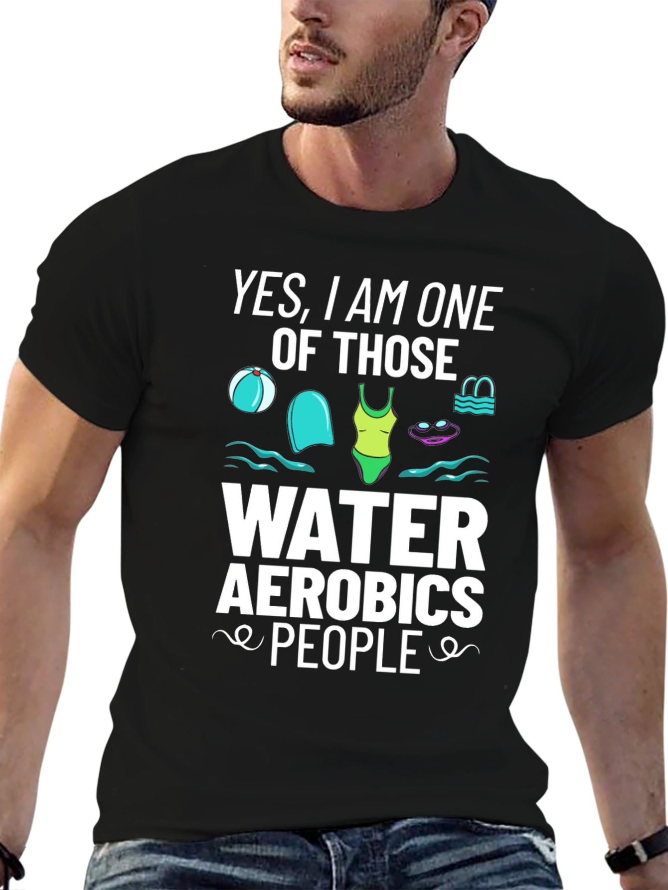 Water Aerobics Enthusiast Black Tee