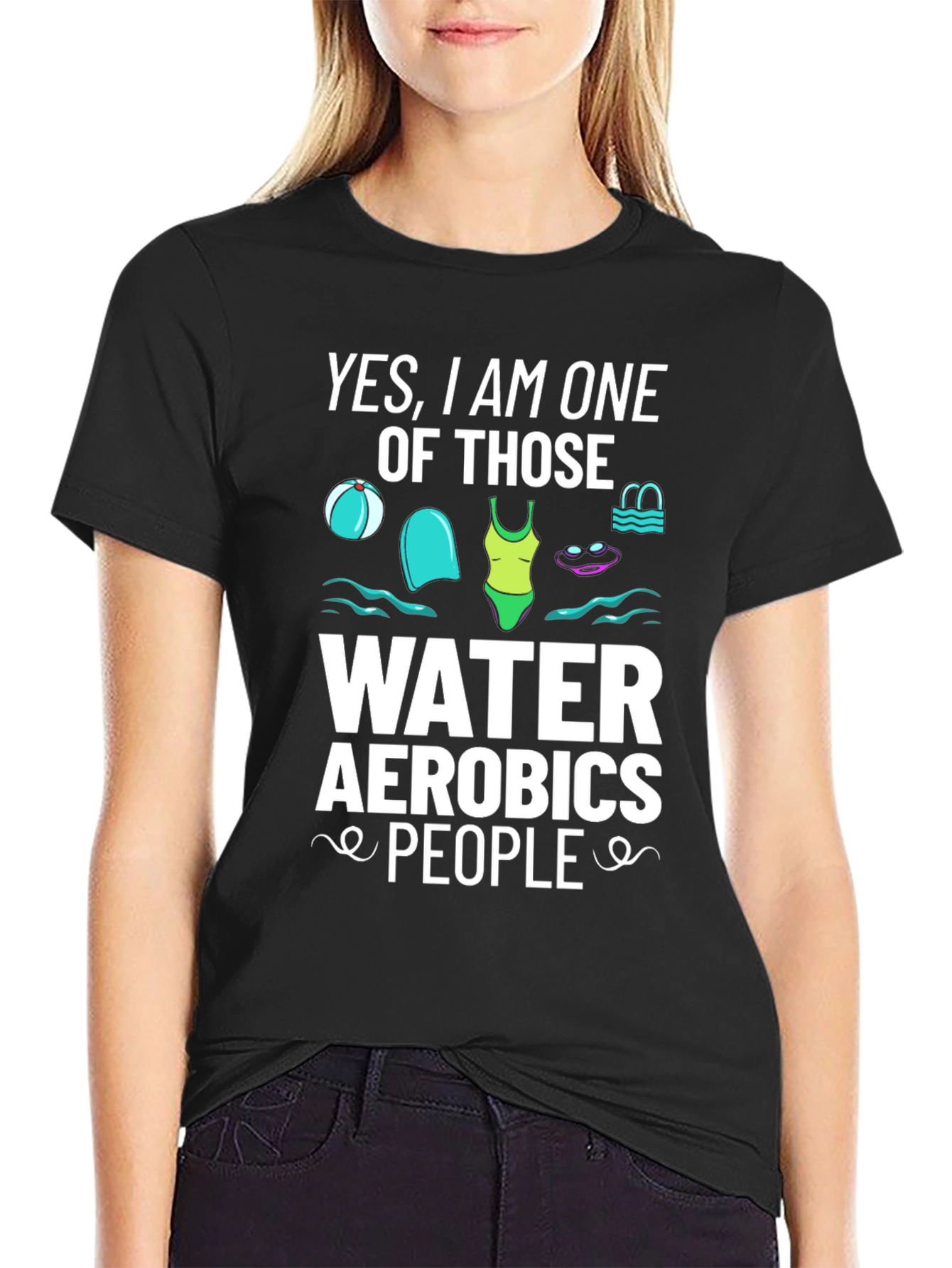 Water Aerobics Enthusiast Black Tee