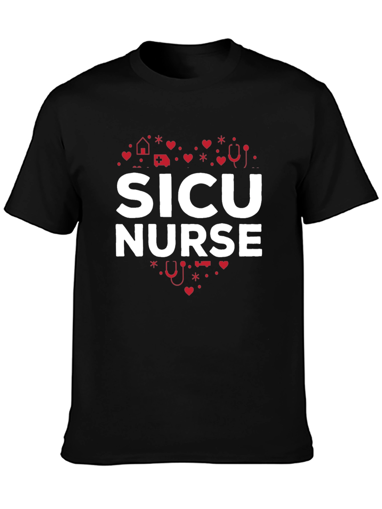 SICU Nurse Heart Graphic T-Shirt