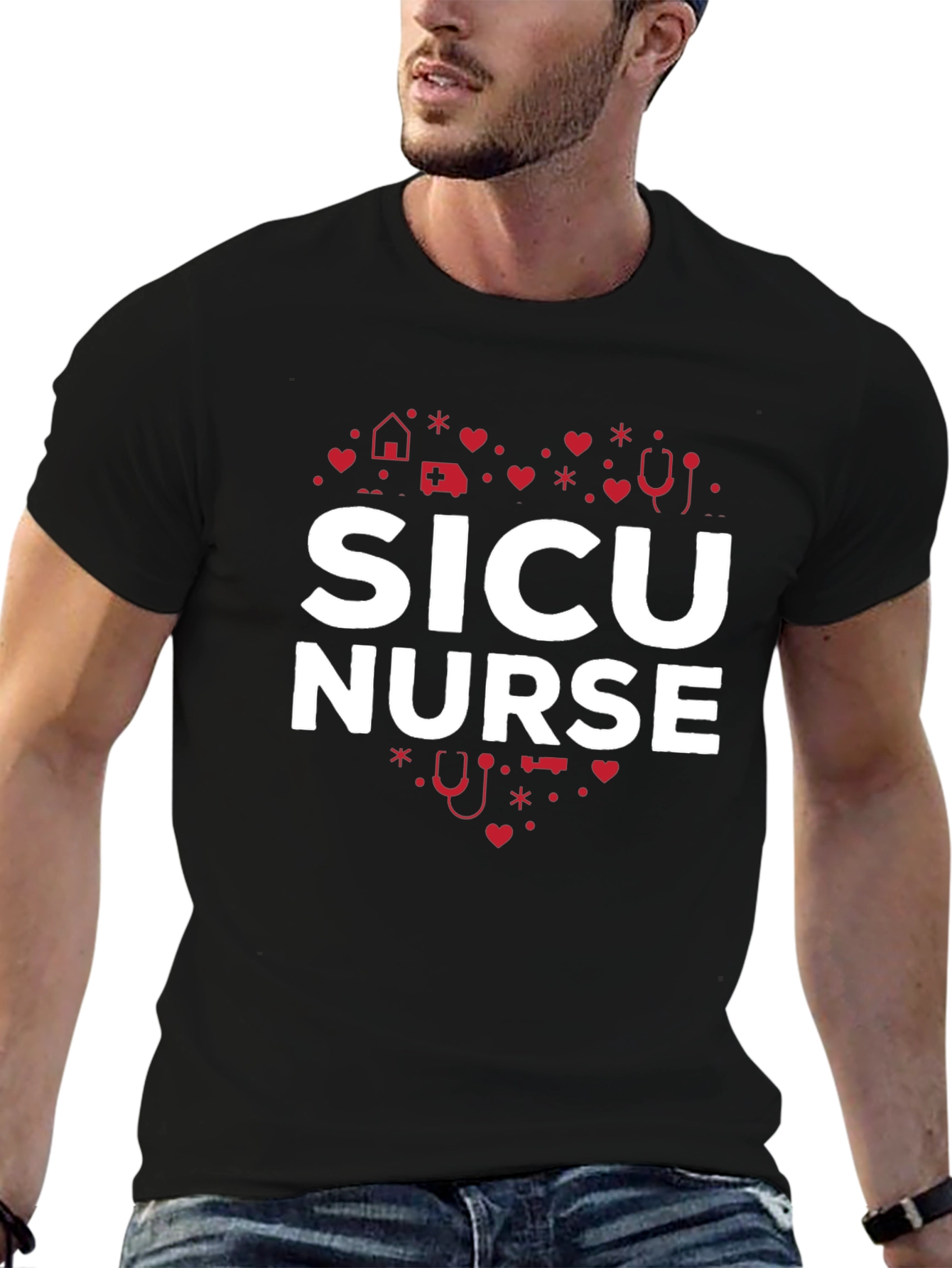 SICU Nurse Heart Graphic T-Shirt