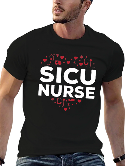 SICU Nurse Heart Graphic T-Shirt