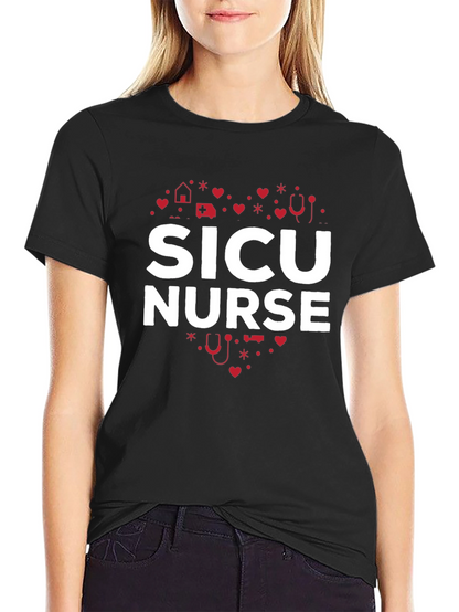 SICU Nurse Heart Graphic T-Shirt