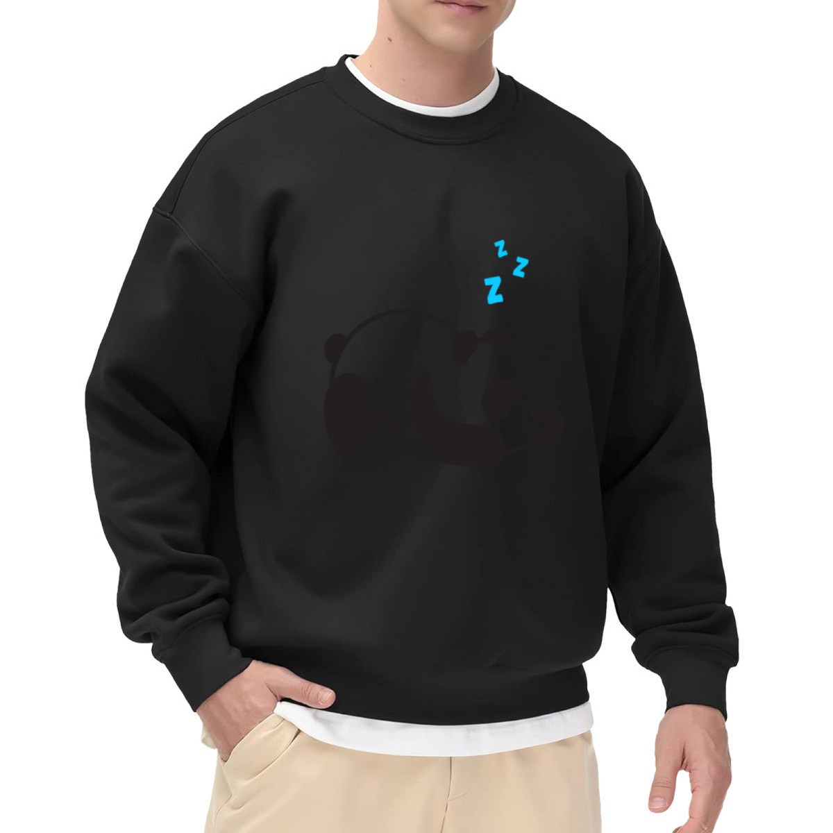 Sleeping Panda Crewneck Sweatshirt - Cute Kawaii Animal Zzz Lazy Day Pullover