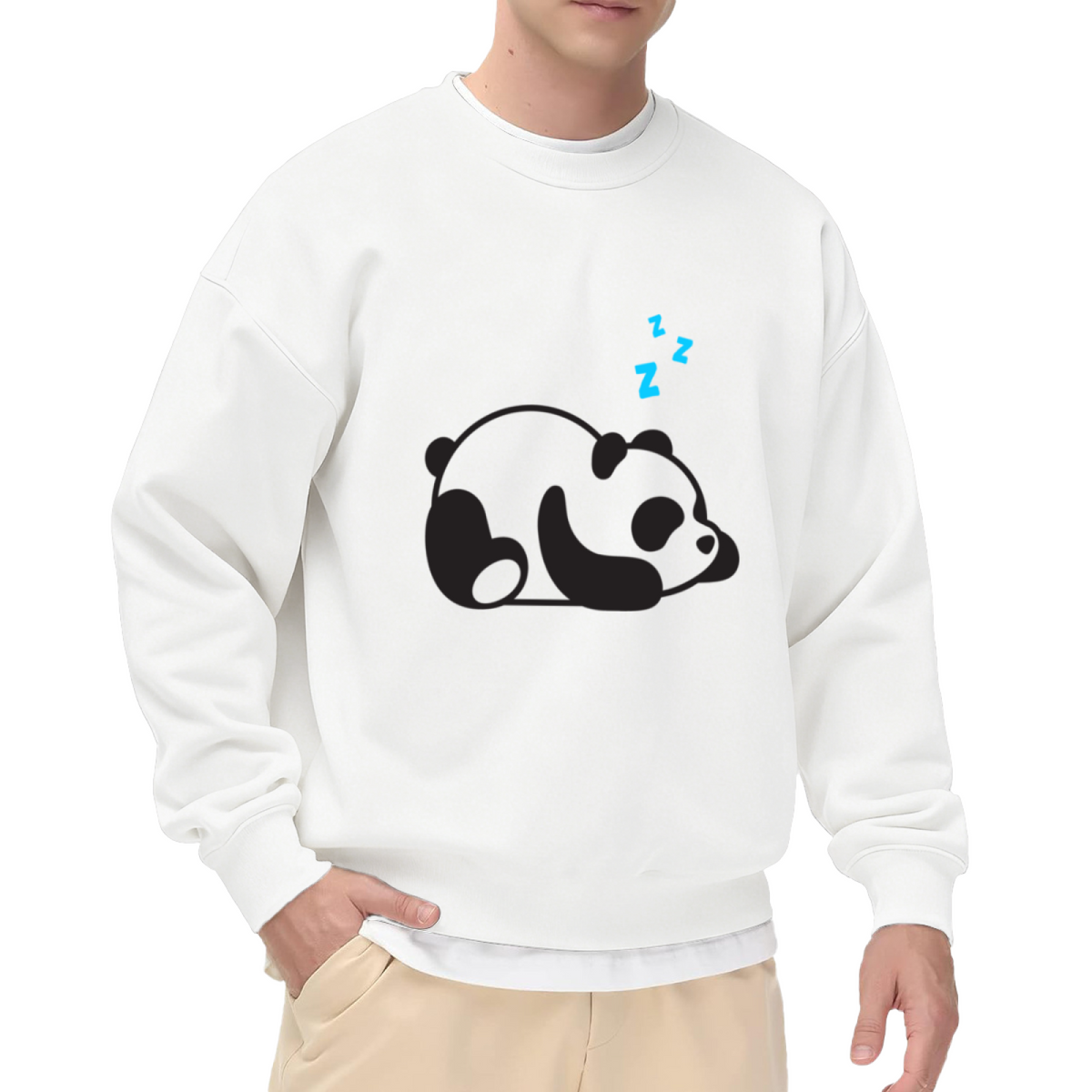 Sleeping Panda Crewneck Sweatshirt - Cute Kawaii Animal Zzz Lazy Day Pullover