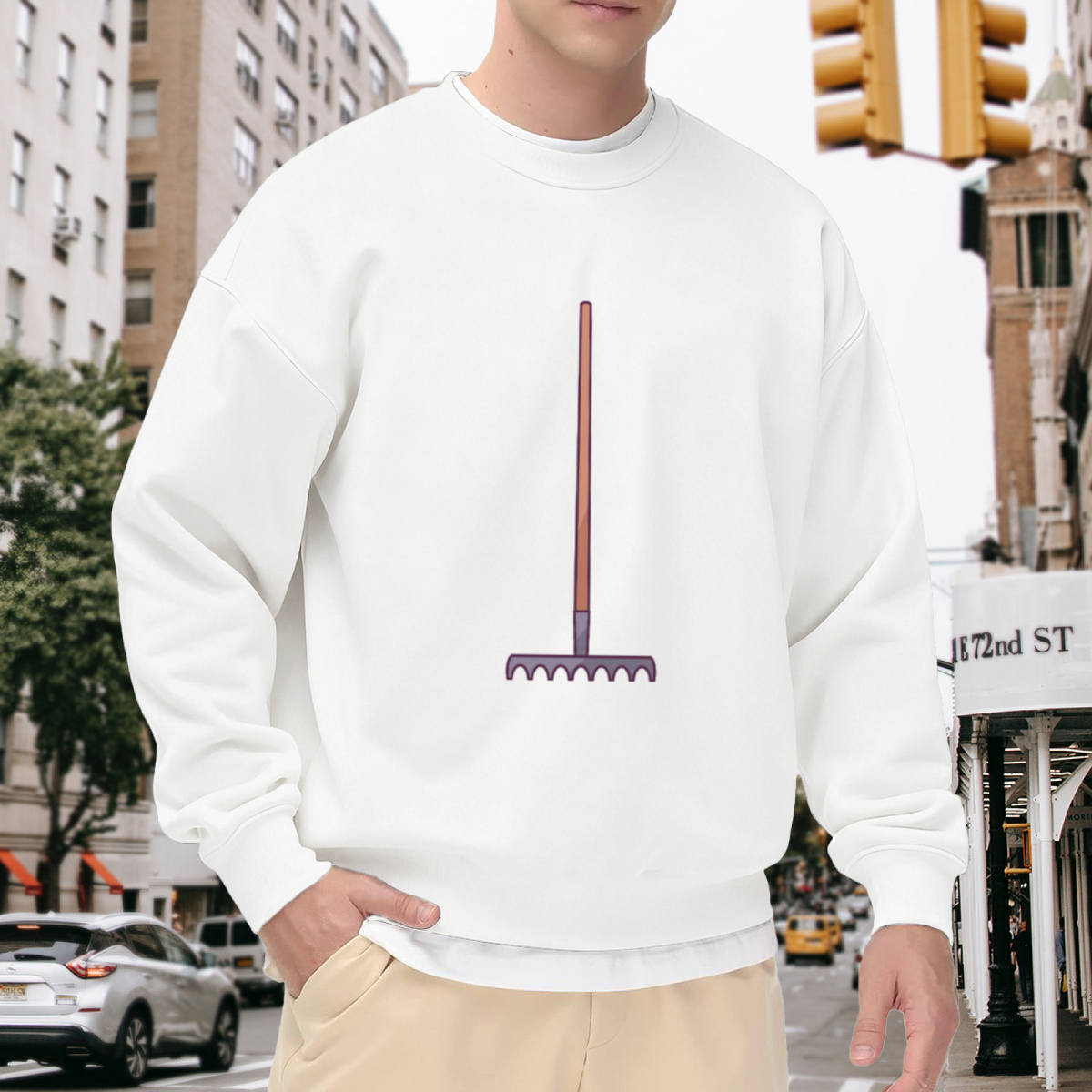 Purple Garden Rake Crewneck Sweatshirt - Gardening Plant Lover Simple Pullover