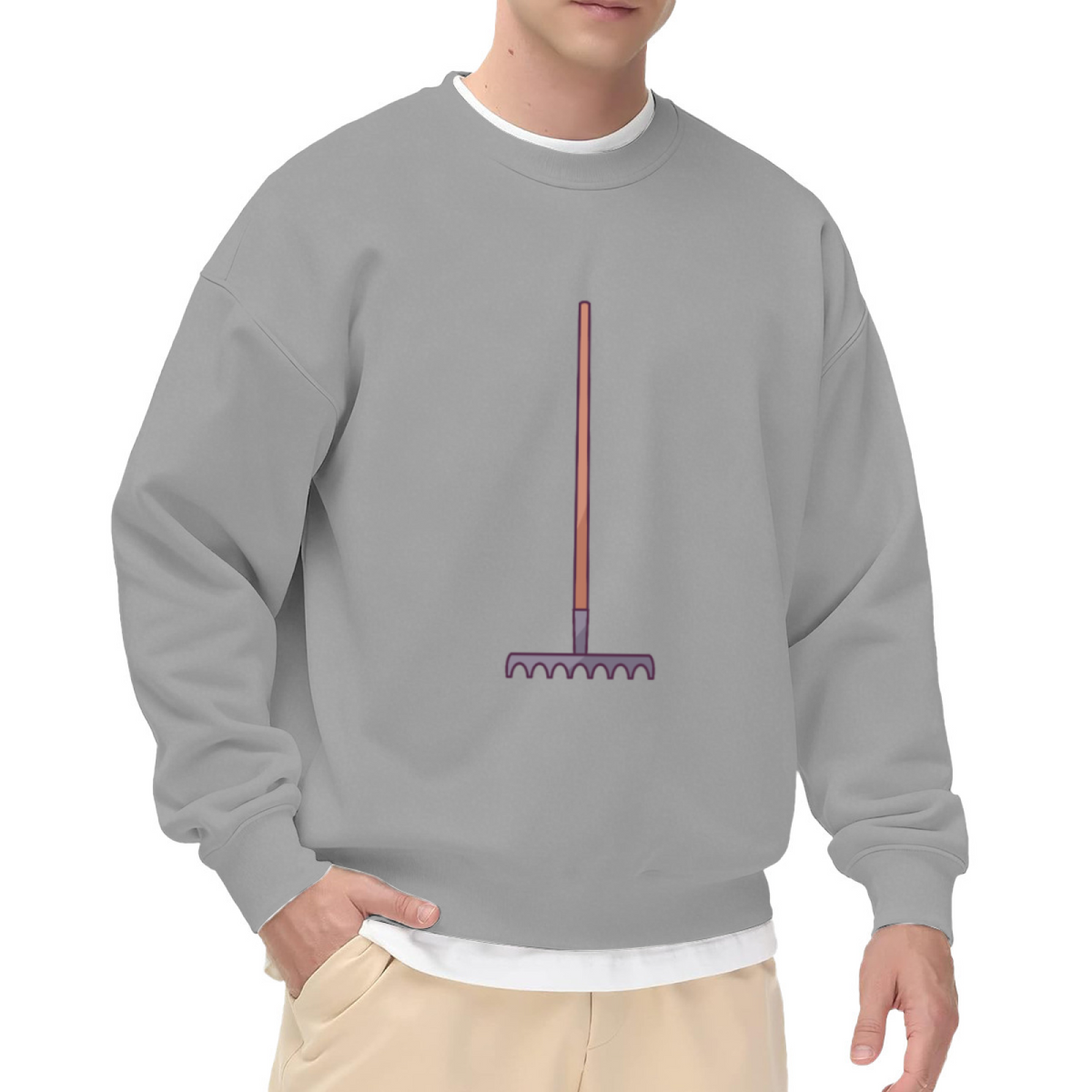 Purple Garden Rake Crewneck Sweatshirt - Gardening Plant Lover Simple Pullover