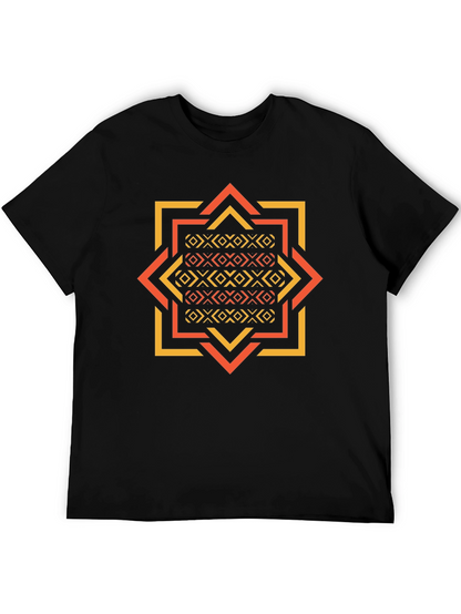 Geometric Patterned Black Tee