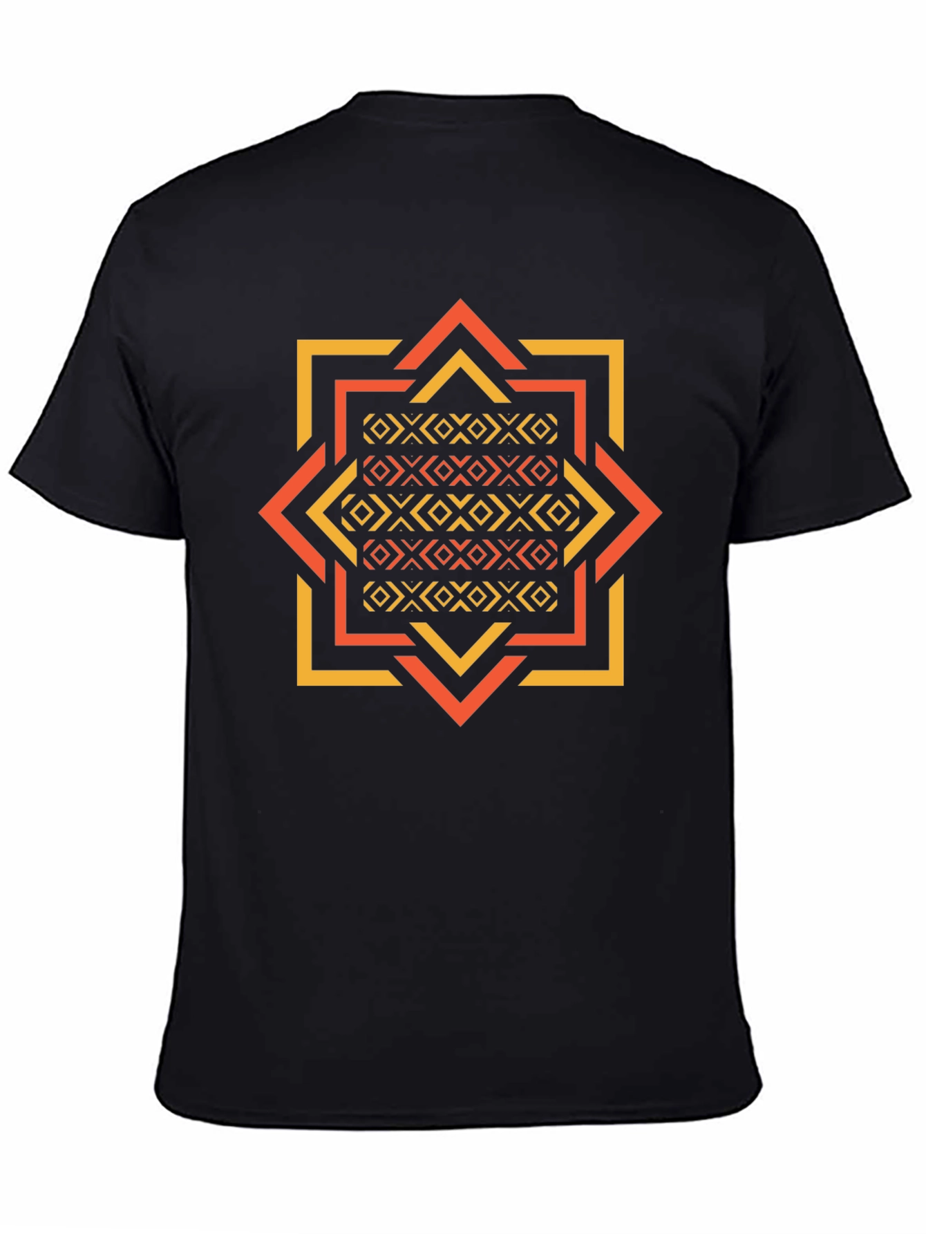Geometric Patterned Black Tee