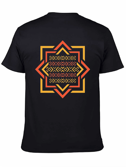 Geometric Patterned Black Tee