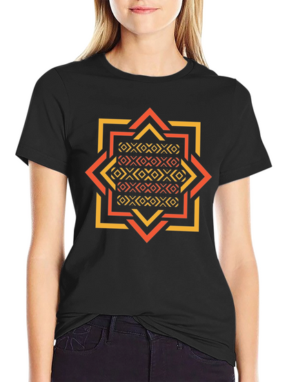Geometric Patterned Black Tee