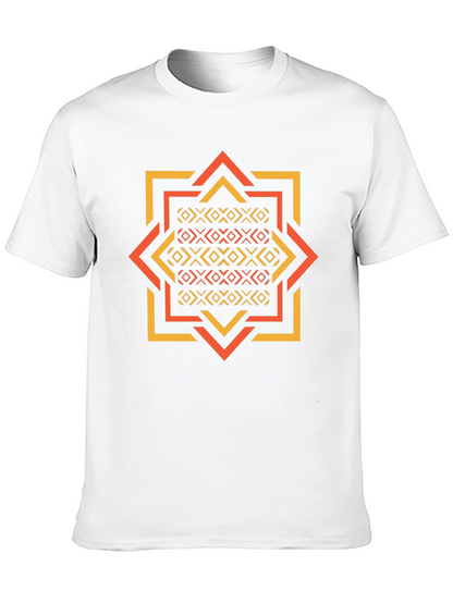 Geometric Patterned Black Tee