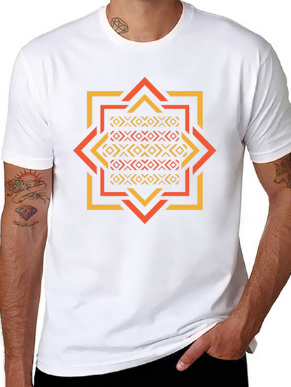 Geometric Patterned Black Tee