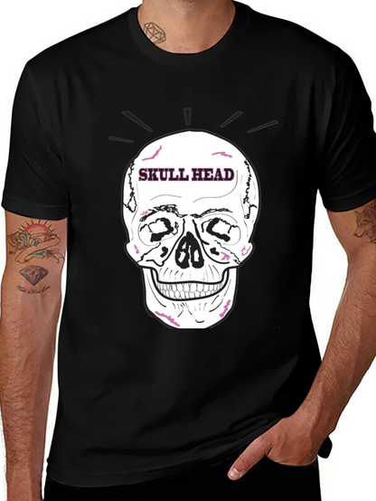 Skull Head Graphic Tee - Edgy Black T-Shirt