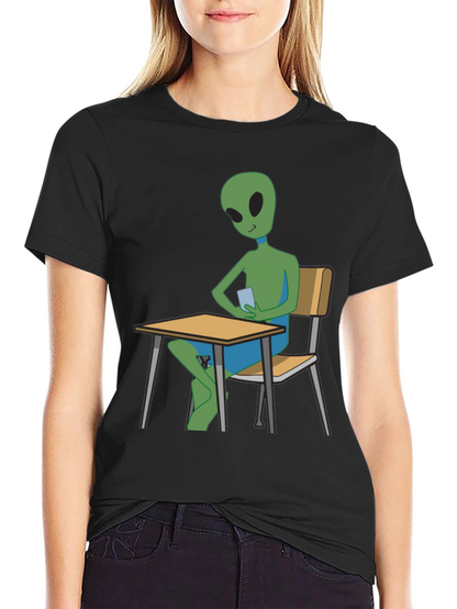 Alien Student T-Shirt - Black Cotton Tee