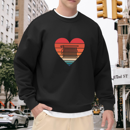 Typewriter Keyboard Heart Sweatshirt - Retro Gradient Heart Crewneck, Writer Author Love Pullover, Vintage Typewriter Gift Sweatshirt, Bookish Top