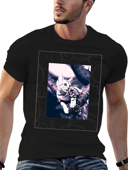 Cute Kitten Graphic Black T-Shirt